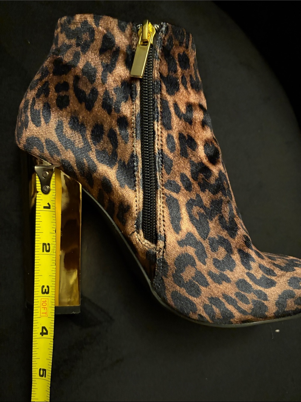 Leopard Print Ankle Boots with Gold Heel 4inches high